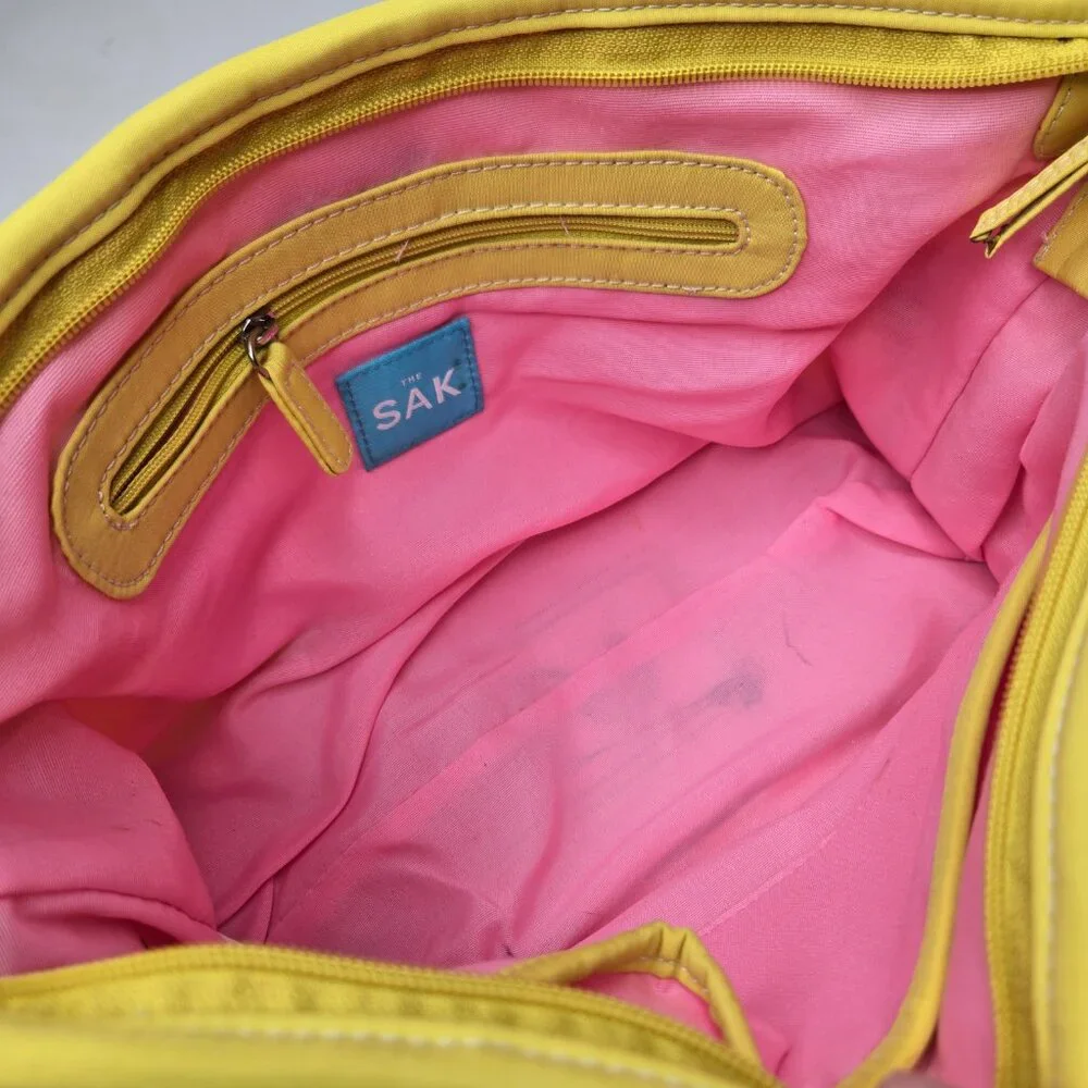 The Sak Belinda Knit Satchel Baguette Women Small Bright Yellow‎ Sporty Purse